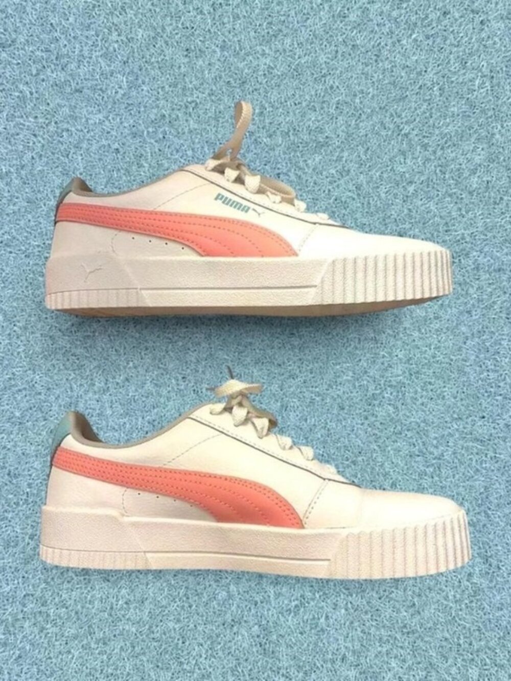 PUMA Carina Sneakers White Pink Blue Girls 5.5